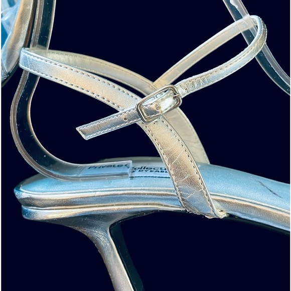 Private Collection by Dyeables FlamingoSilver Strappy Formal Sandals Size 10B - Picture 11 of 16